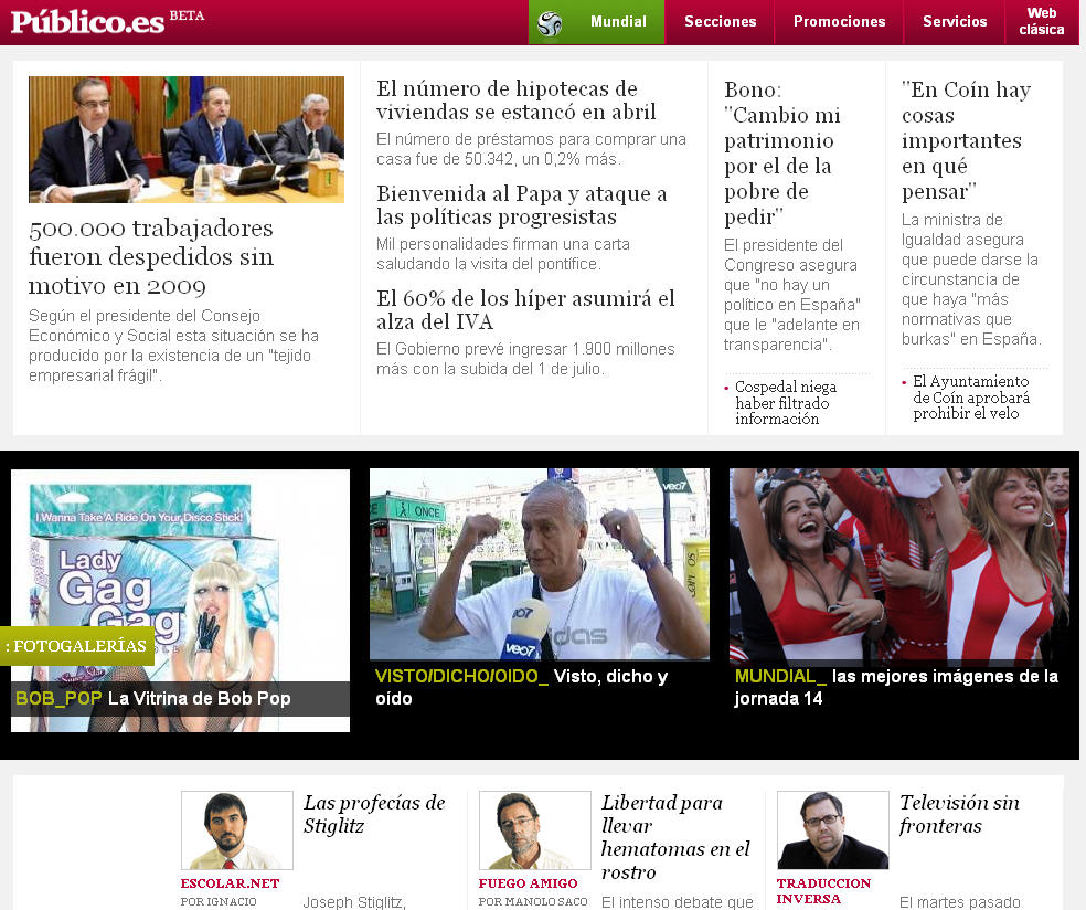 Versión para el Ipad del diario español Público