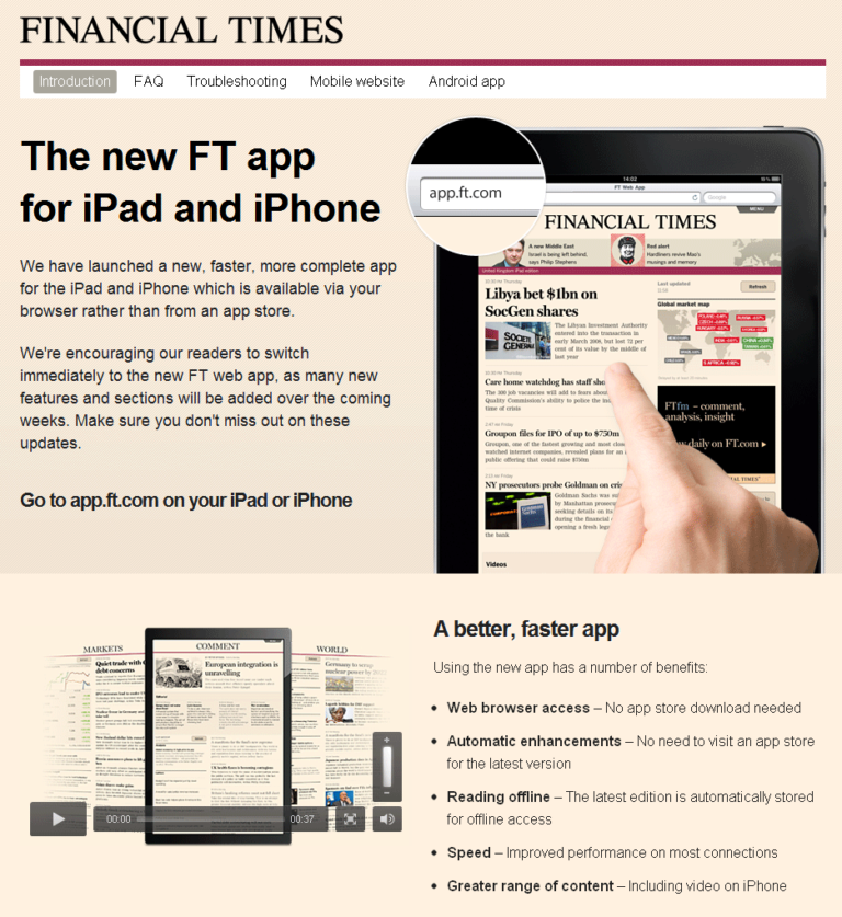 Finantial Times web app