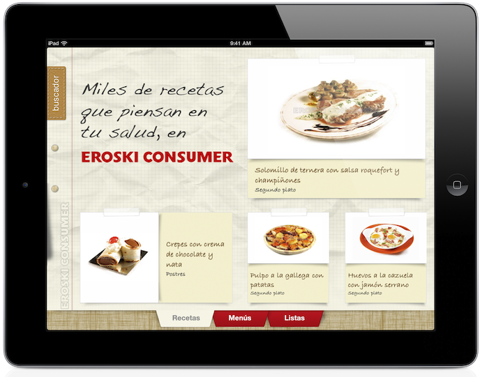 App Recetas Eroski Consumer para iPad
